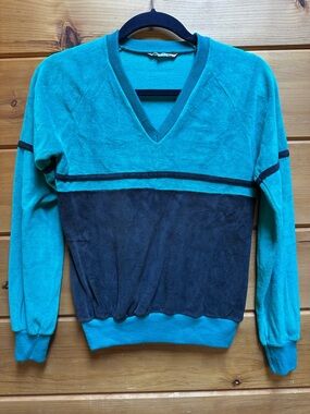 Vintage Marko D’ Angelo Velour 3/4 length sleeve Shirt Striped bold S